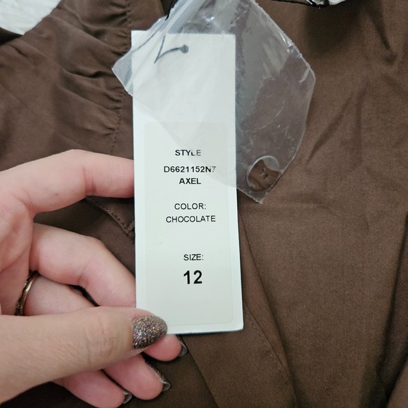 NWT Diane von Furstenberg Sz 12 Brown Axel Smocked‎ Waist Puff Sleeve Midi Dress - Picture 11 of 12